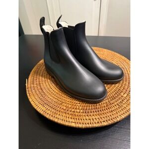 Khumbu Camille Black Faux Fur Lined Chelsea Rain Boots Ankle Waterproof Mens‎ 7M